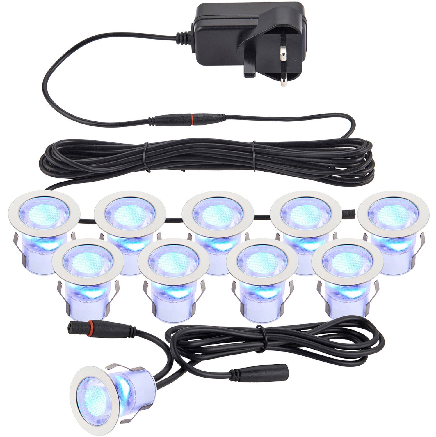 Loops Direct Stainless Steel and Polycarbonate Decking Guide Light Kit - Blue