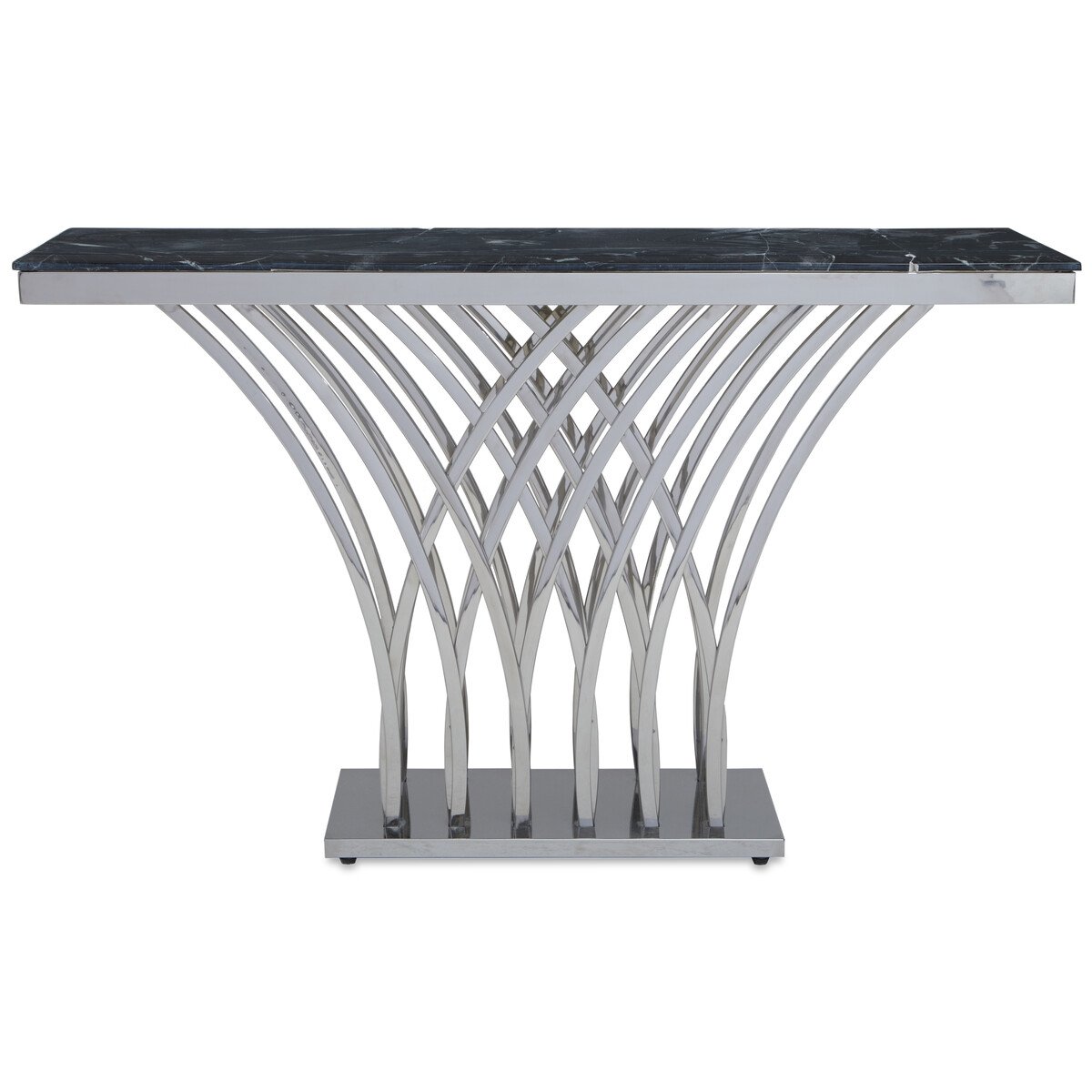 Orsina Arenza Marble Top Console Table – Black and Silver
