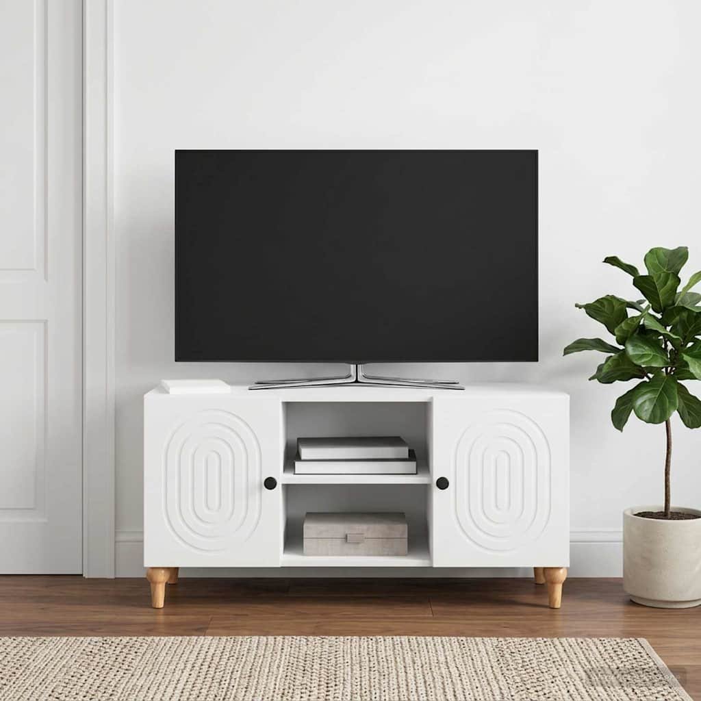 Walplus Engineered Wood TV Cabinet Open Shelf - White - 102 x 34.5 x 50 cm
