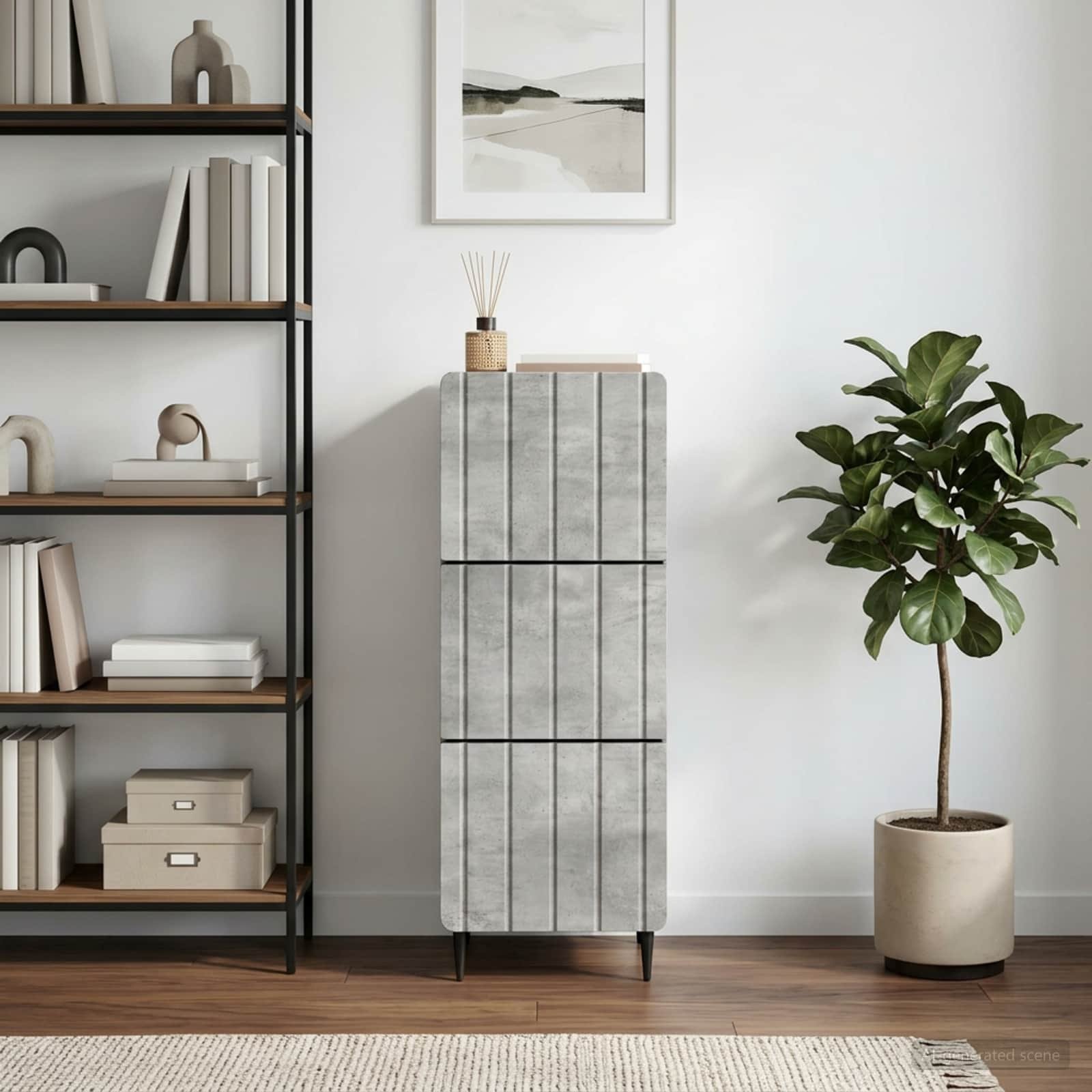 Walplus 3 Drawer Cabinet - Concrete Grey - 33 x 34.5 x 92 cm