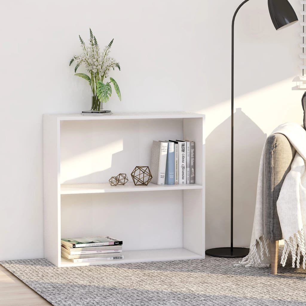 Walplus 2 Tier Engineered Wood Bookcase - White - 80 x 30 x 76.5 cm
