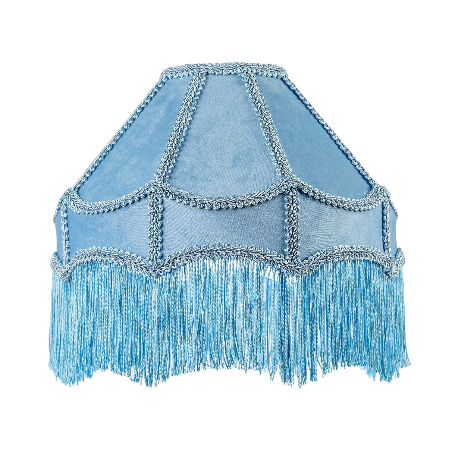 Happy Homewares Victorian Empire in Sky Blue Velvet Lampshade - 30cm