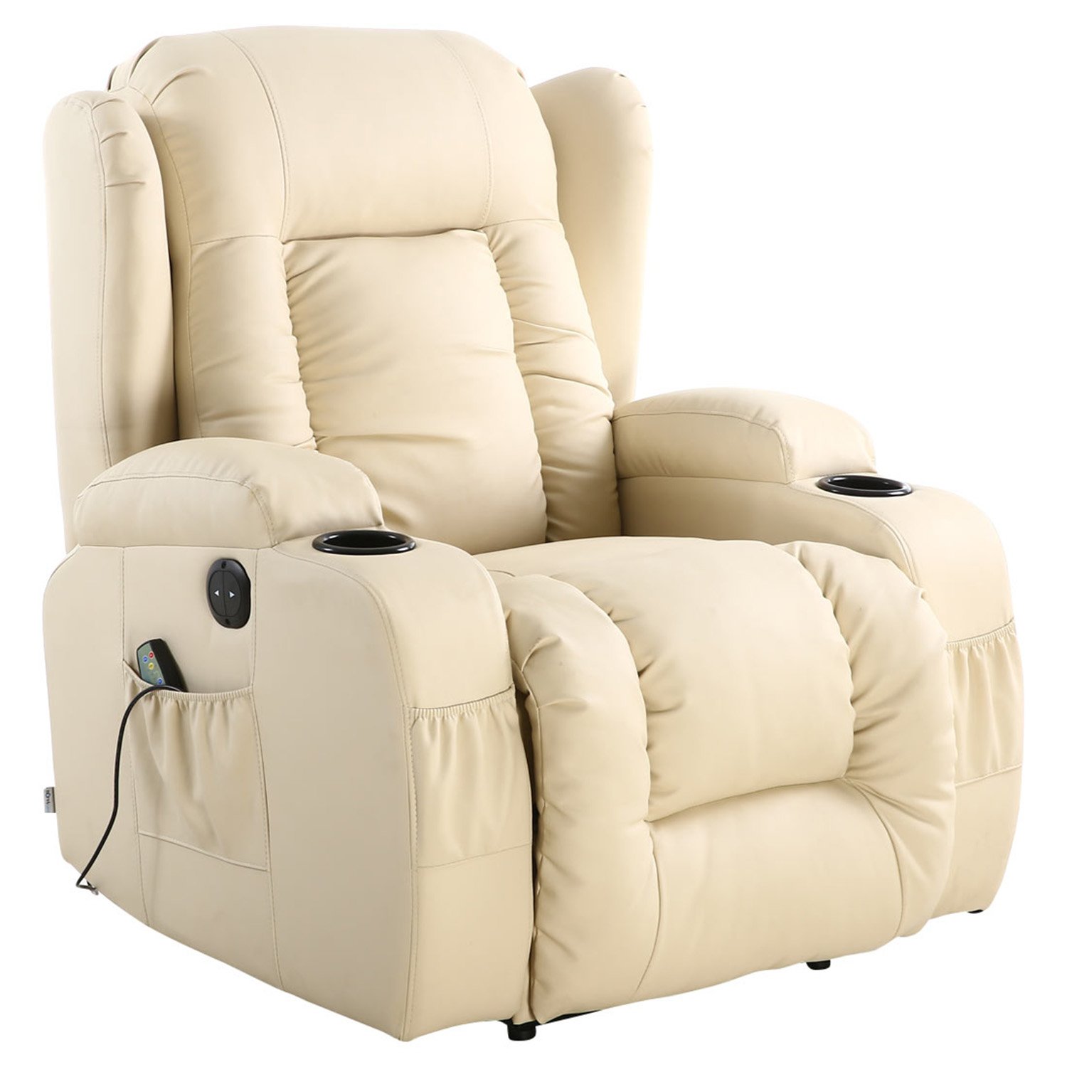 Furniture Online Caesar Electric Bonded Leather Recliner Heat & Massage Chair