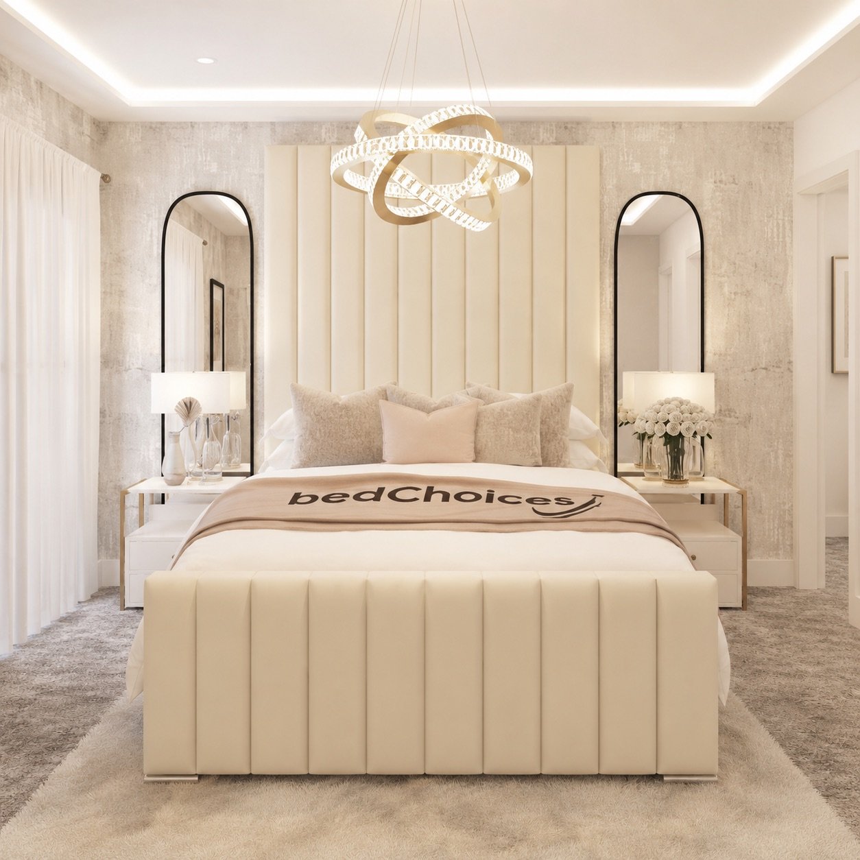 Bed Choices Kensington Single Panelled Ottoman Bed Frame - Cream