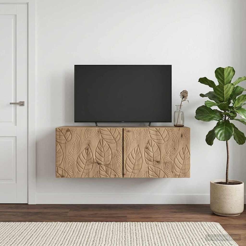 Walplus 2 Door Wall Mounted TV Wall-Mounted - Artisan Oak - 59.5 x 41 x 30 cm