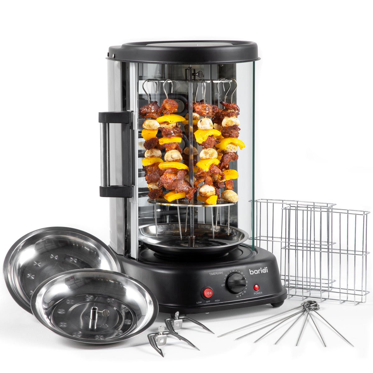 Baridi Vertical 360 Degree Rotisserie Smokeless Grill - Black