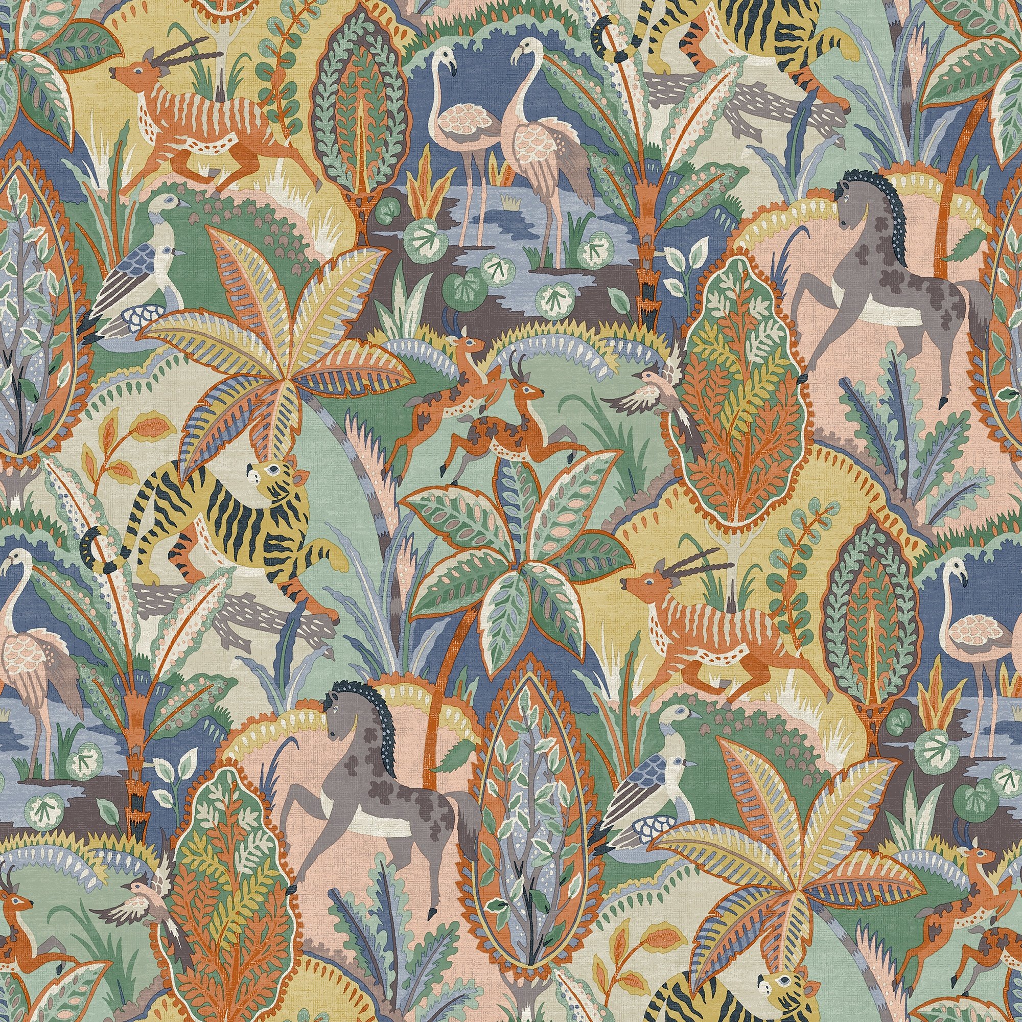 Grandeco Animal Garden Textured Wallpaper - Multi