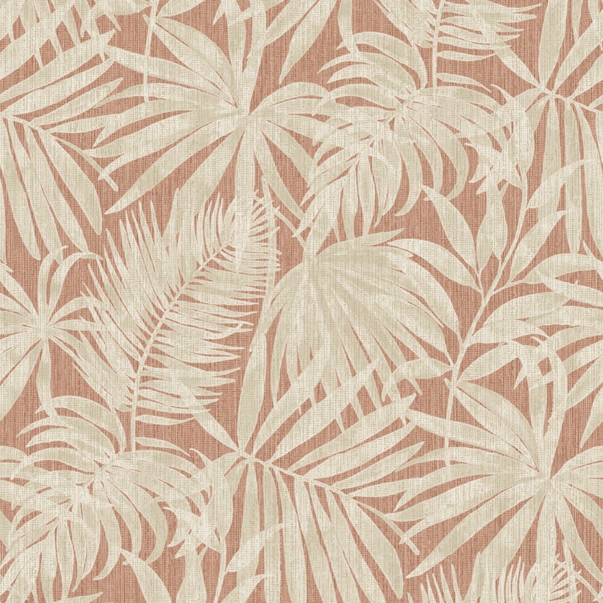 Grandeco Boutique Tropical Palm Leaf PVC-free Eco Wallpaper - Rust