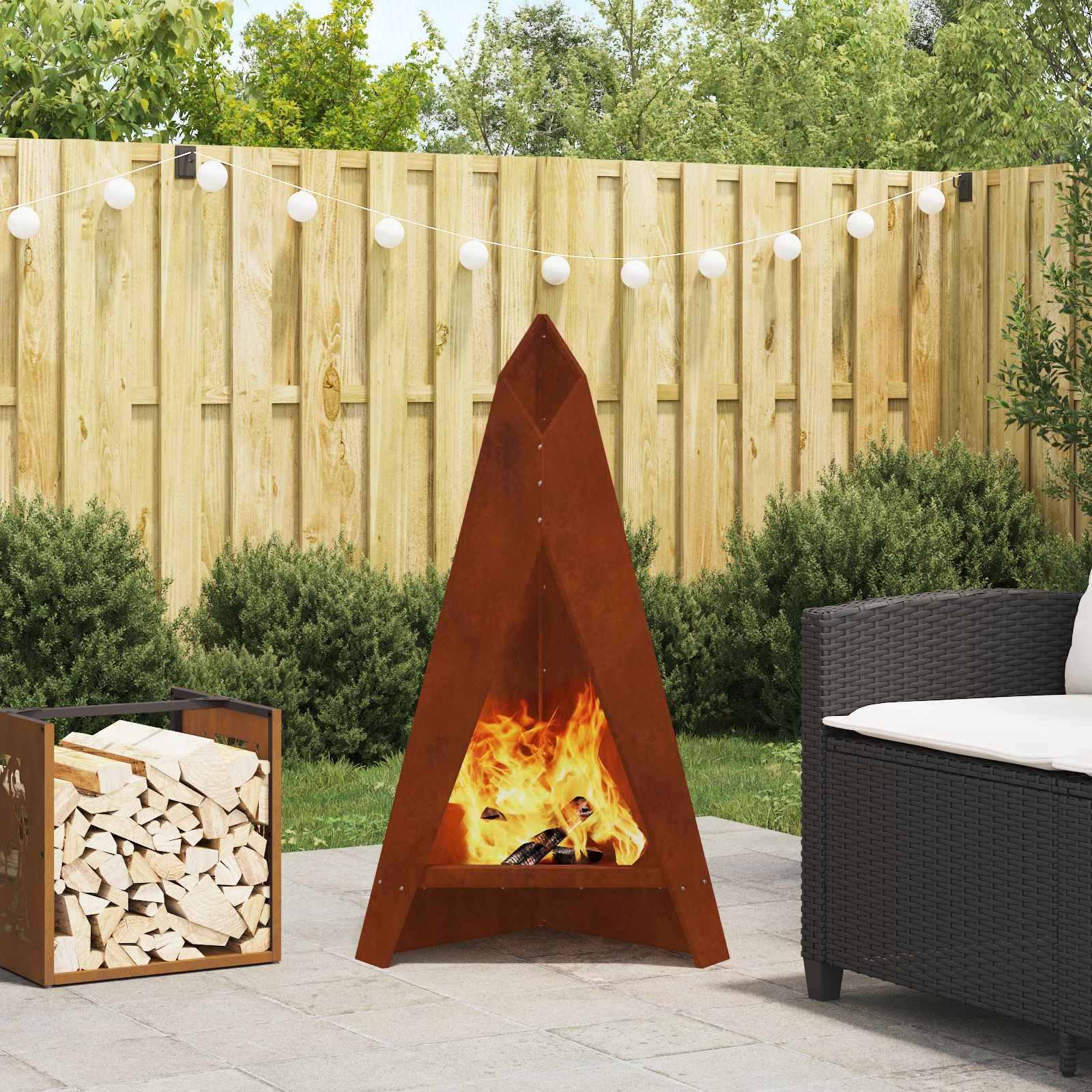 Walplus Steel Fire Pit Weathering - Brown - 58 x 40 x 100 cm