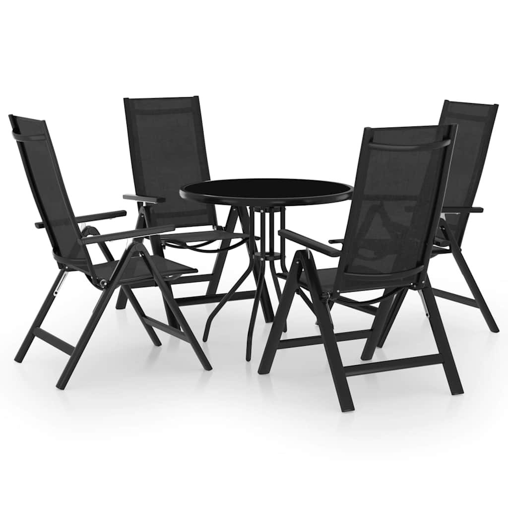 Walplus 5 Piece Aluminium Bistro Set - Anthracite - 80 x 72 cm
