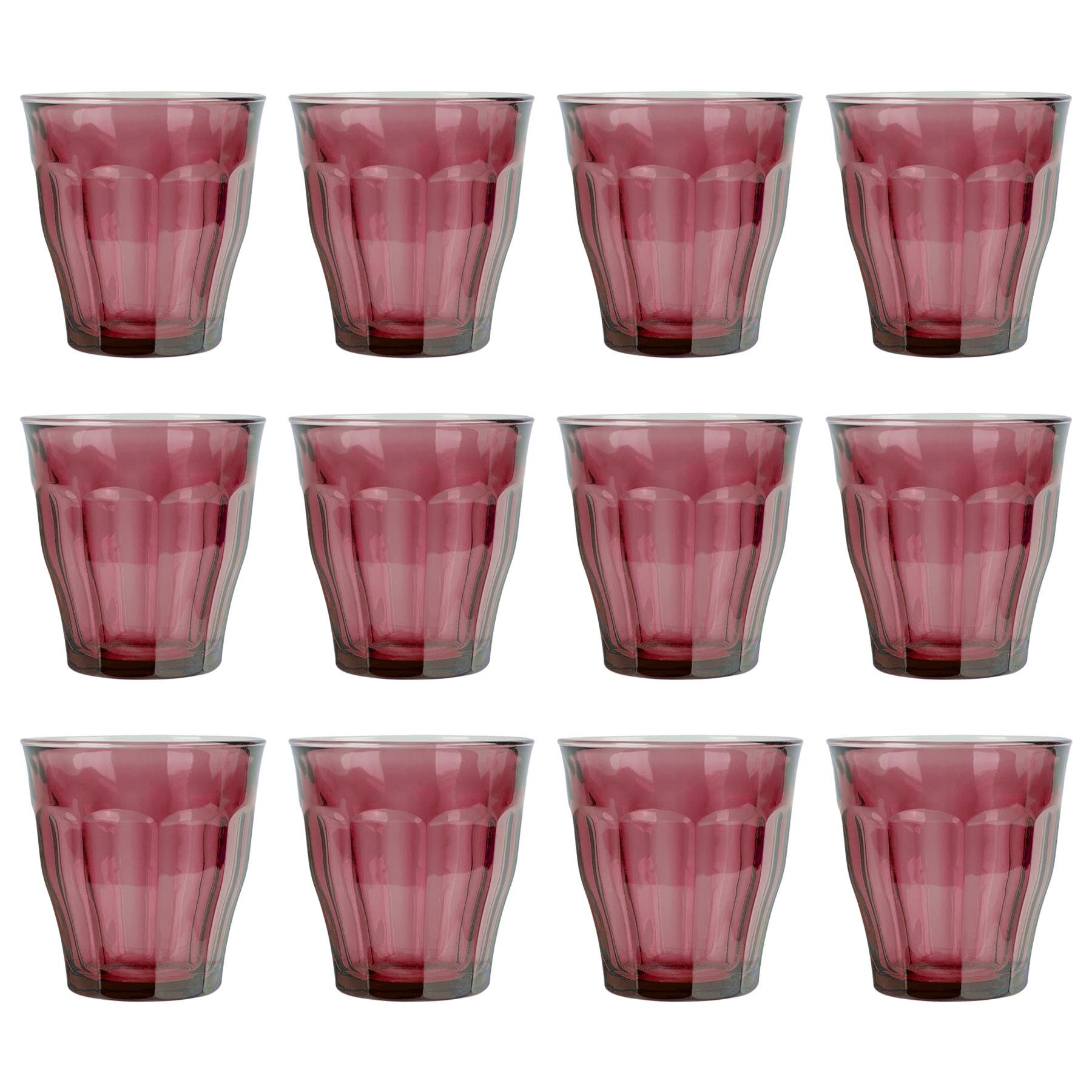 Duralex Picardie 250ml Drinking Glass Tumblers Pack of 12 - Plum