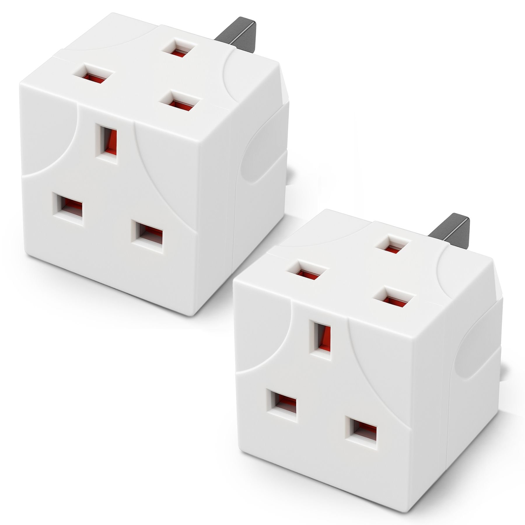 Desiretech 13A Fused 2 Way UK Plug Adaptors - 2 Pack - White
