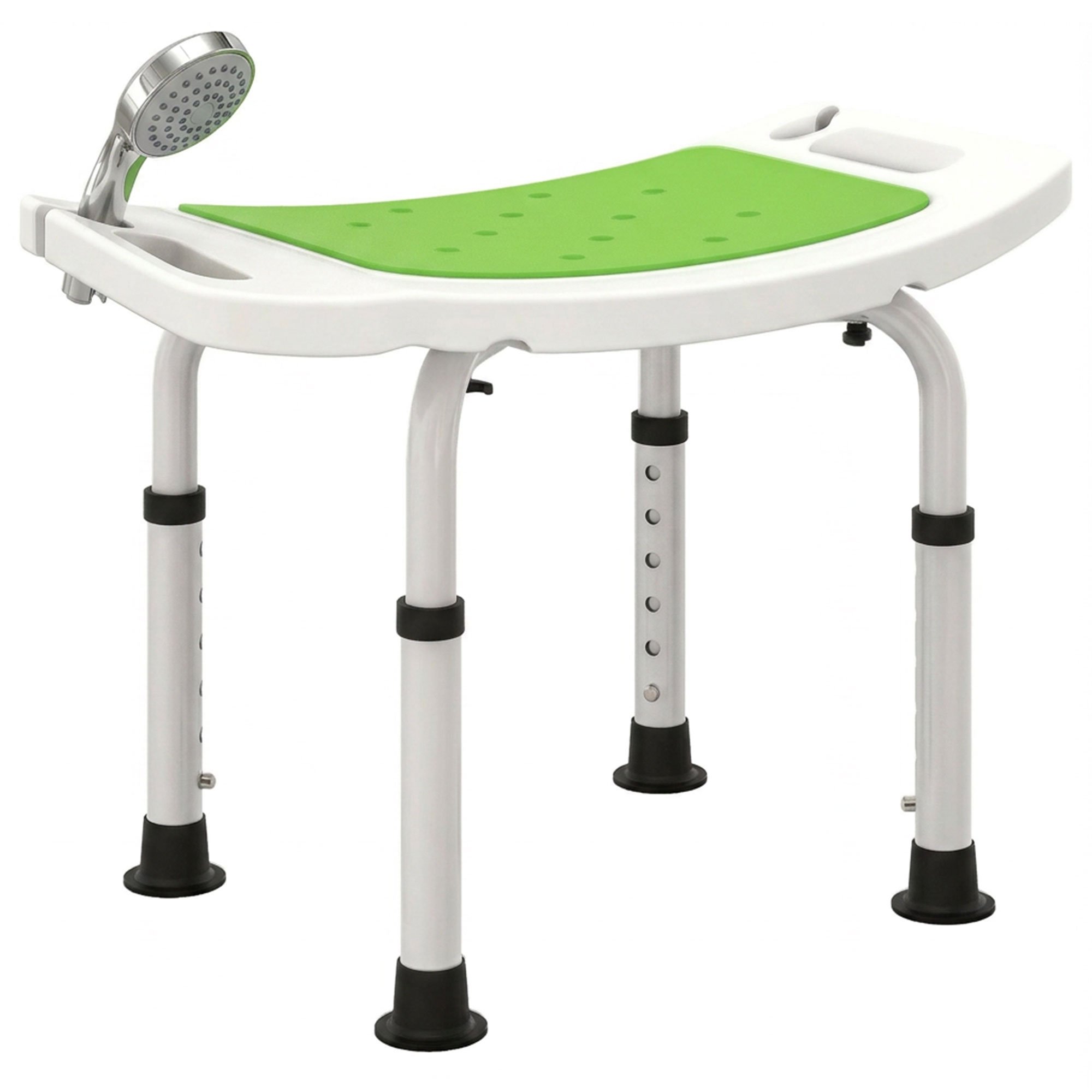 HOMCOM Aluminium Shower Chair with Adjustable Height and Non-Slip Feet - Green