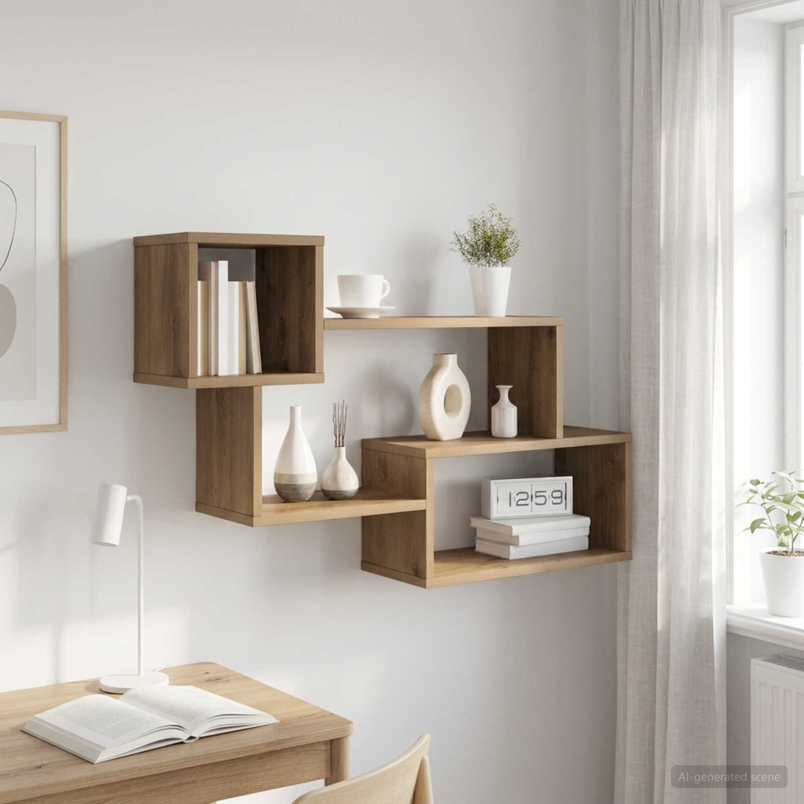 Walplus Engineered Wood Floating Wall Shelf - Oak - 87 x 20 x 55 cm