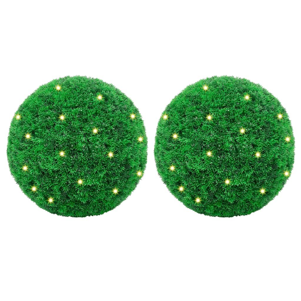 Walplus Pack of 2 Artificial Boxwood Balls with LED Lights - Green - 52 cm
