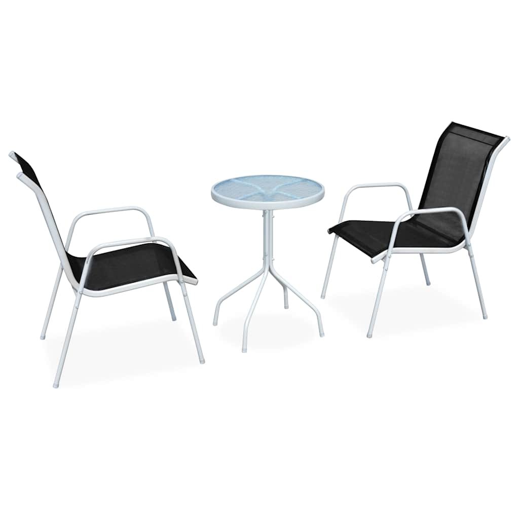 Walplus 3 Piece Steel Bistro Set - Black - 50 x 71 cm