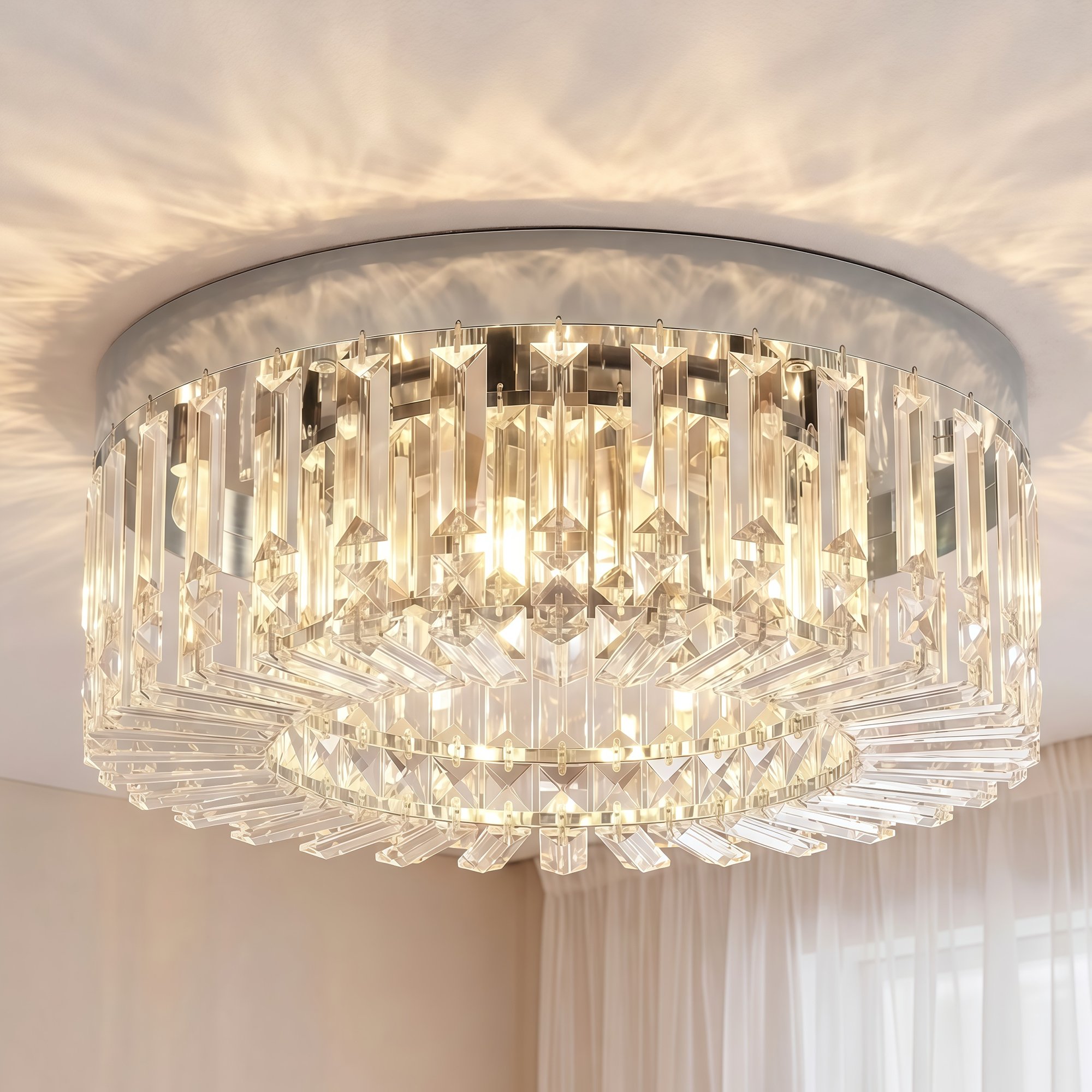 HOMCOM Crystal Chandeliers Ceiling Light with 160 Crystal Pendants - Silver Tone