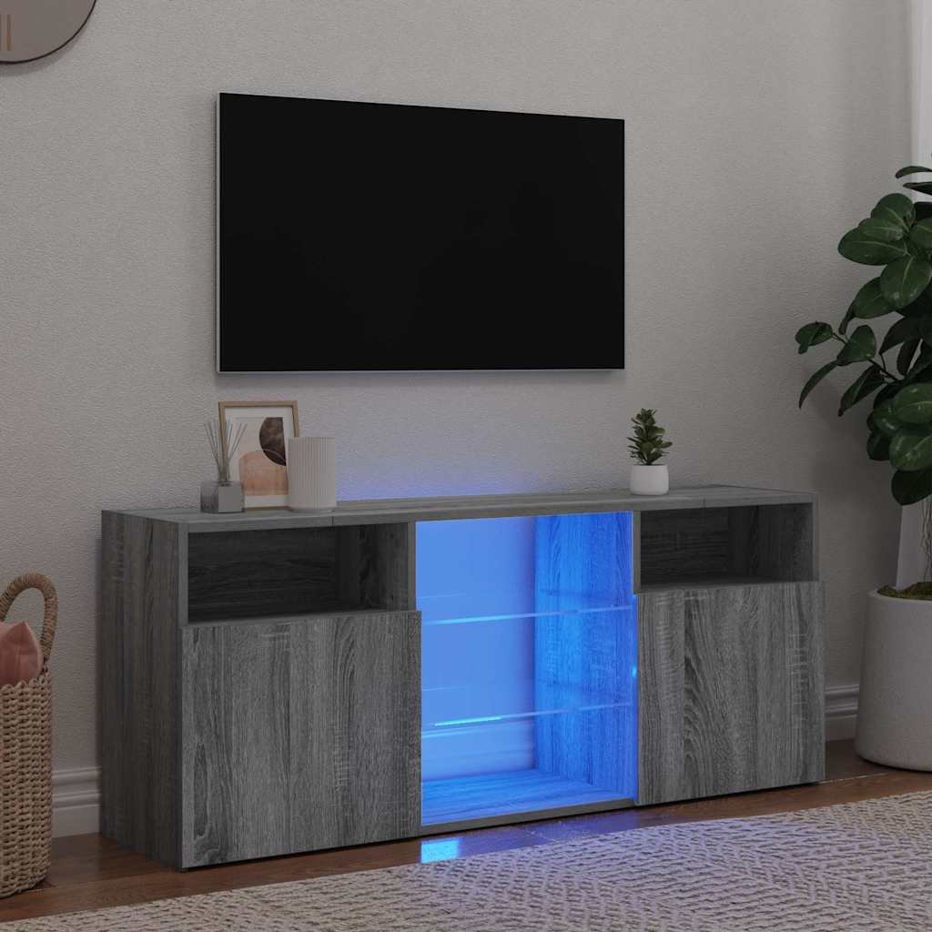 Walplus LED Engineered Wood TV Cabinet - Grey and Oak - 120 x 30 x 50 cm
