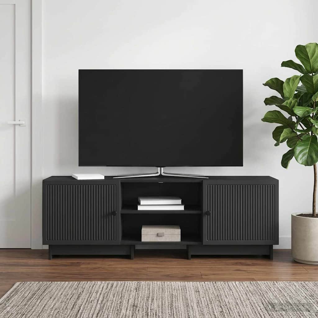 Walplus 2 Door Engineered Wood TV Cabinet - Black - 150 x 31 x 50 cm