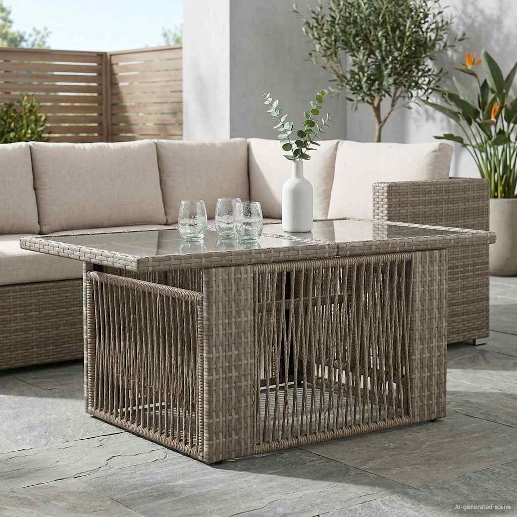 Walplus Rectangular Glass Table - Grey - 100 x 55 x 37 cm