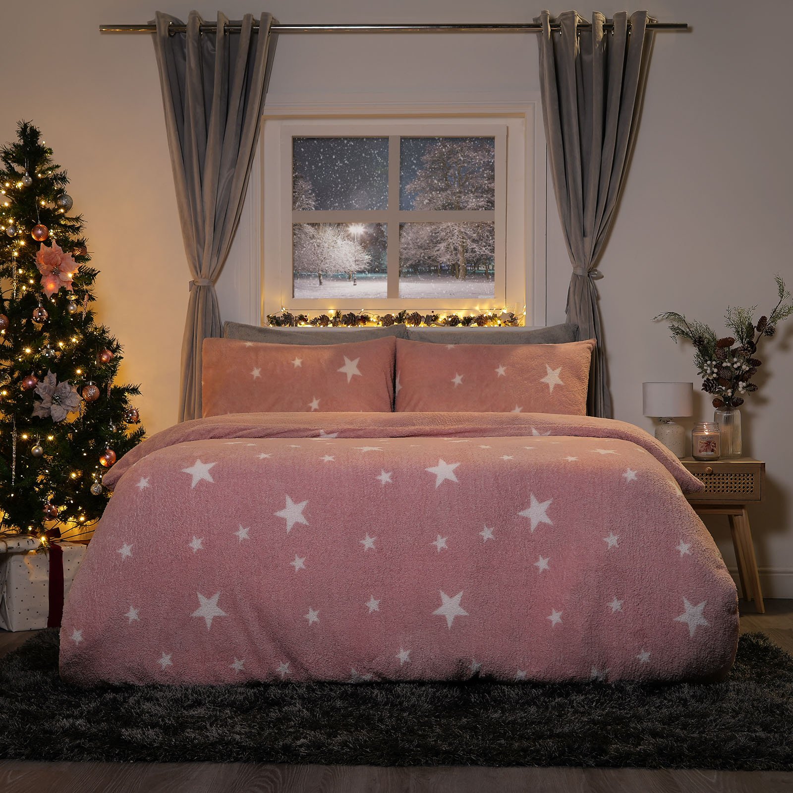 OHS Star Teddy Duvet Cover Set Blush - King