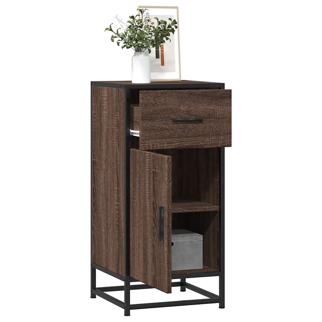 Walplus Engineered Wood 2 Shelves Sideboard - Brown Oak - 35.5 x 35 x 76 cm