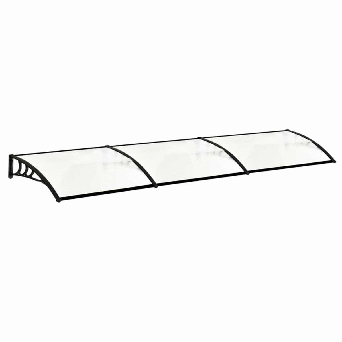 Living and Home Convex Door Canopy Awning 270cm with Brackets - Black