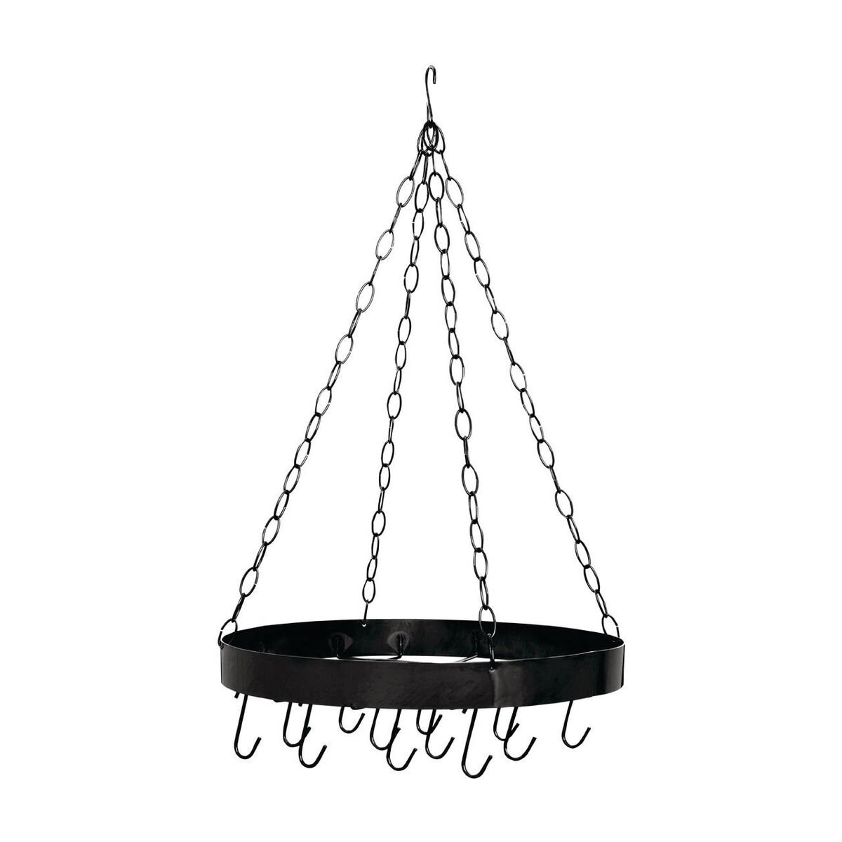 Orsina Matte Round Metal Ceiling-Mounted Pot Rack - Black