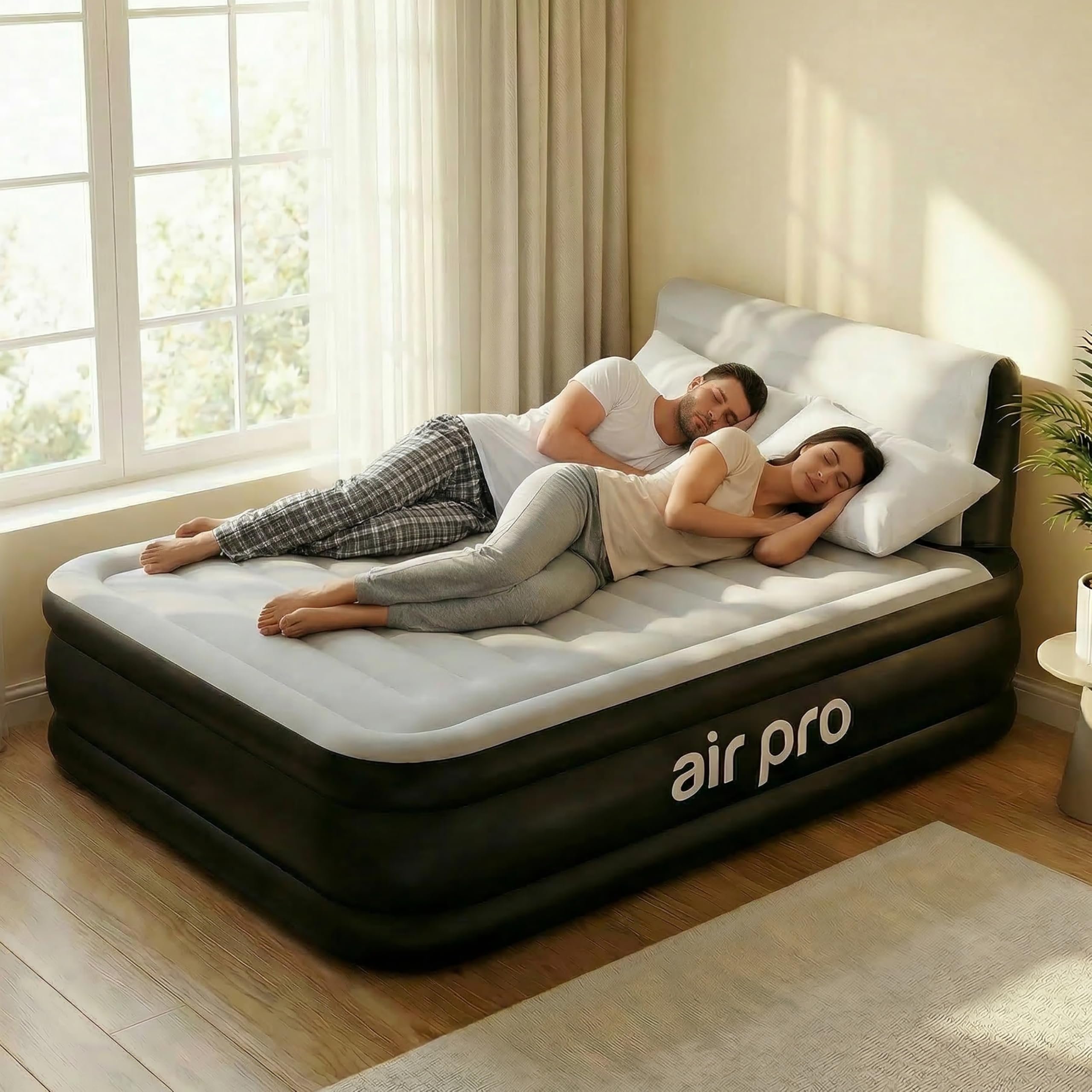 Air Pro Inflatable Air Mattress with Headboard & Electric Pump - Double