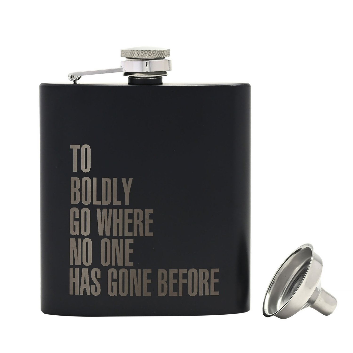 Widdop Star Trek "Boldly Go" Stainless Steel Hip Flask - Black