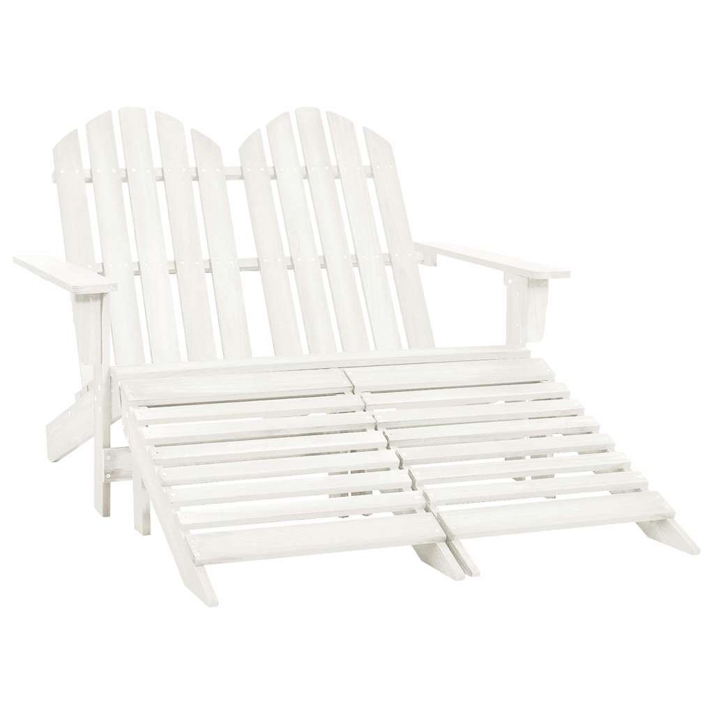 Walplus 2 Seater Adirondack Chair with Ottoman - White - 119.5 x 147.5 x 89.5 cm