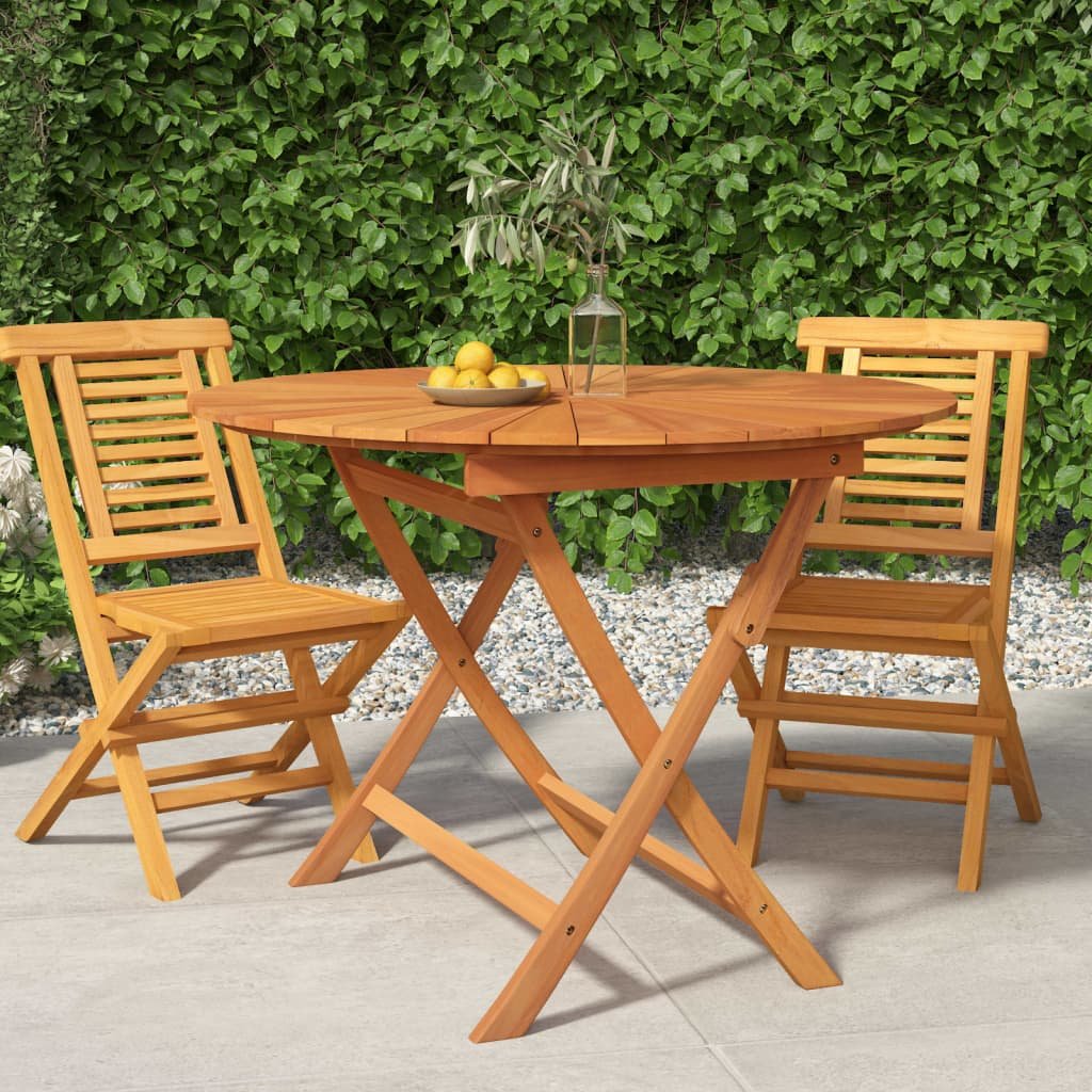 Walplus Solid Teak Wood Folding Garden Table - Brown - 85 x 75 cm