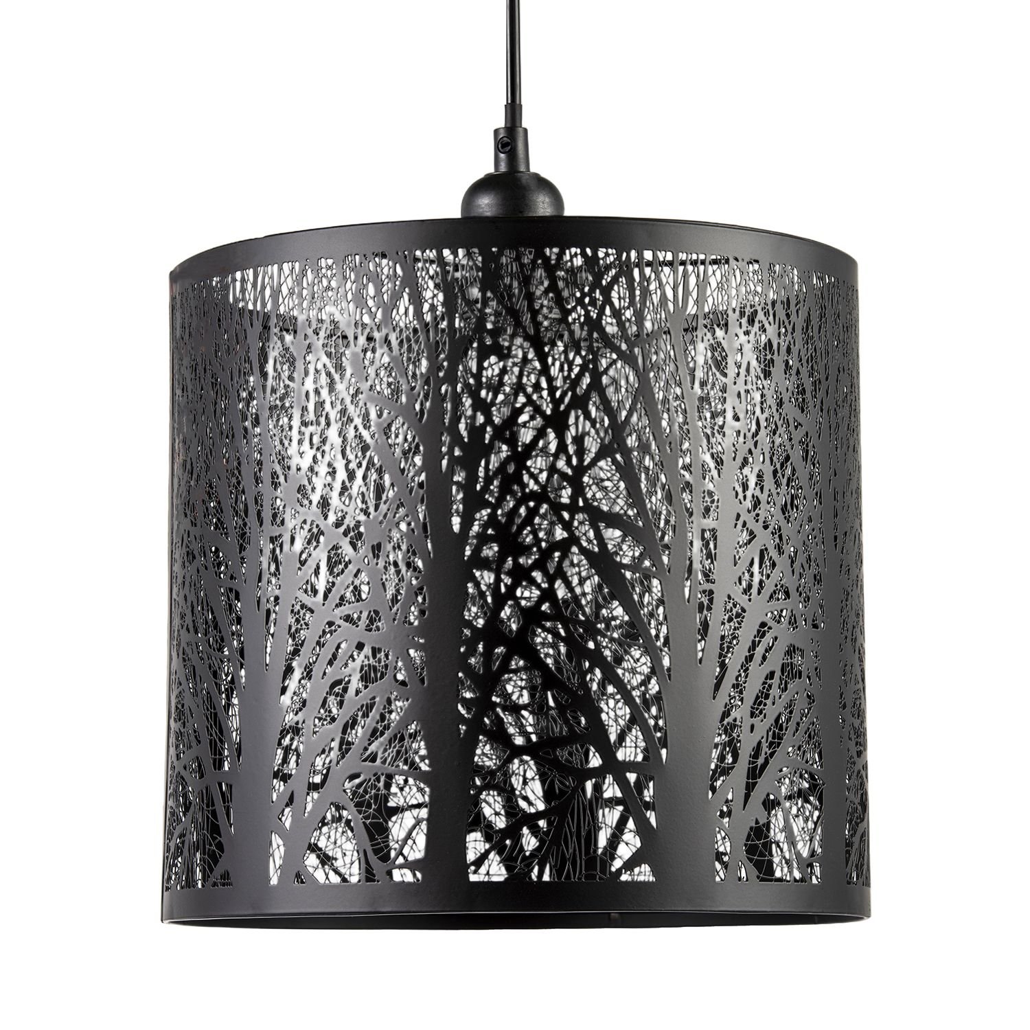 Happy Homewares Black Metal Forest Pendant Shade - 23cm
