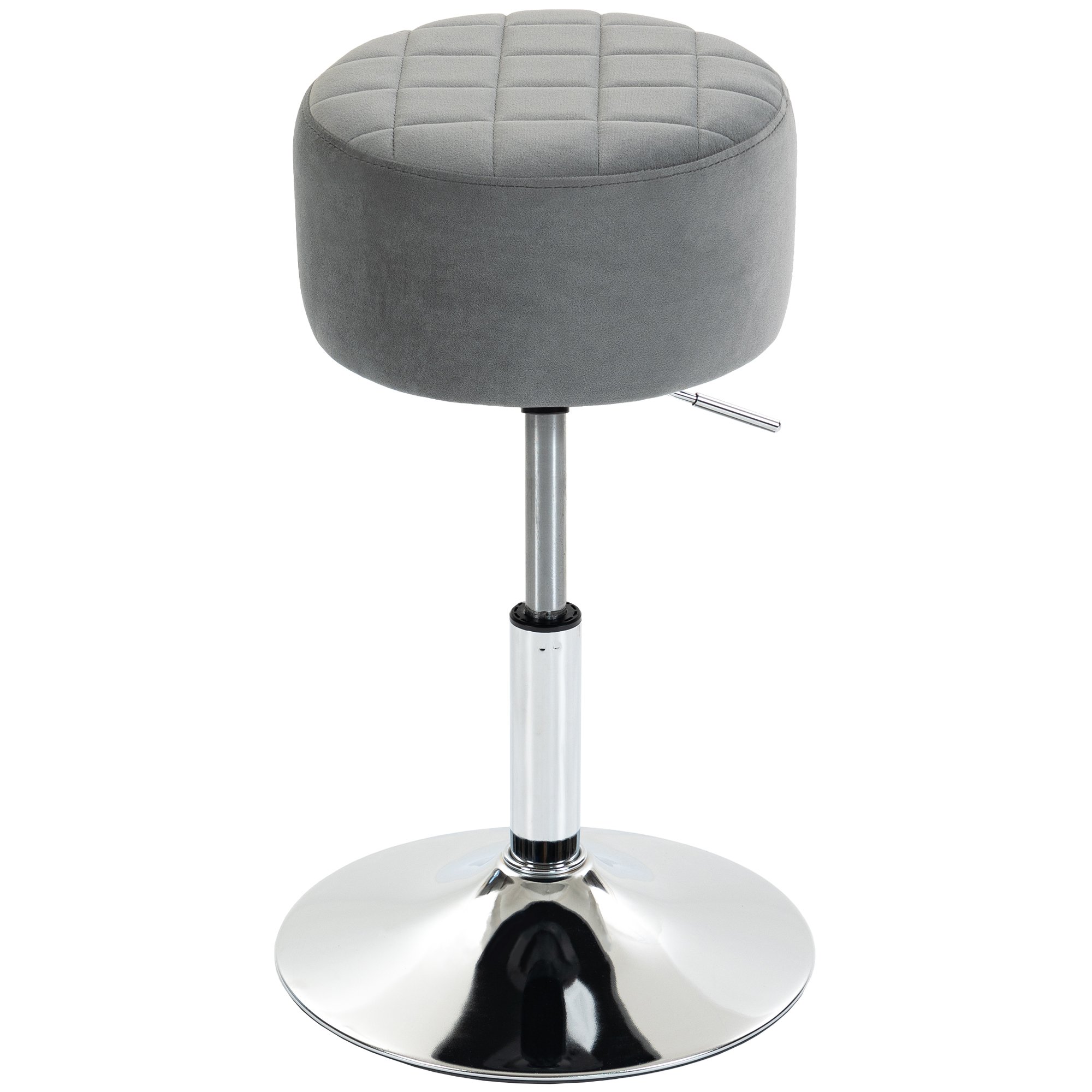 HOMCOM Velvet Adjustable Swivel Bar Stool- Grey