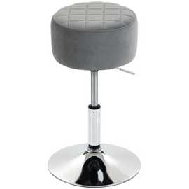 HOMCOM Velvet Adjustable Swivel Bar Stool- Grey