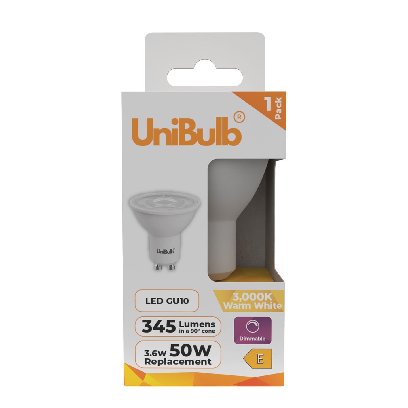 UniBulb 3.6W LED Warm White Dimmable Spotlight GU10 Light Bulb