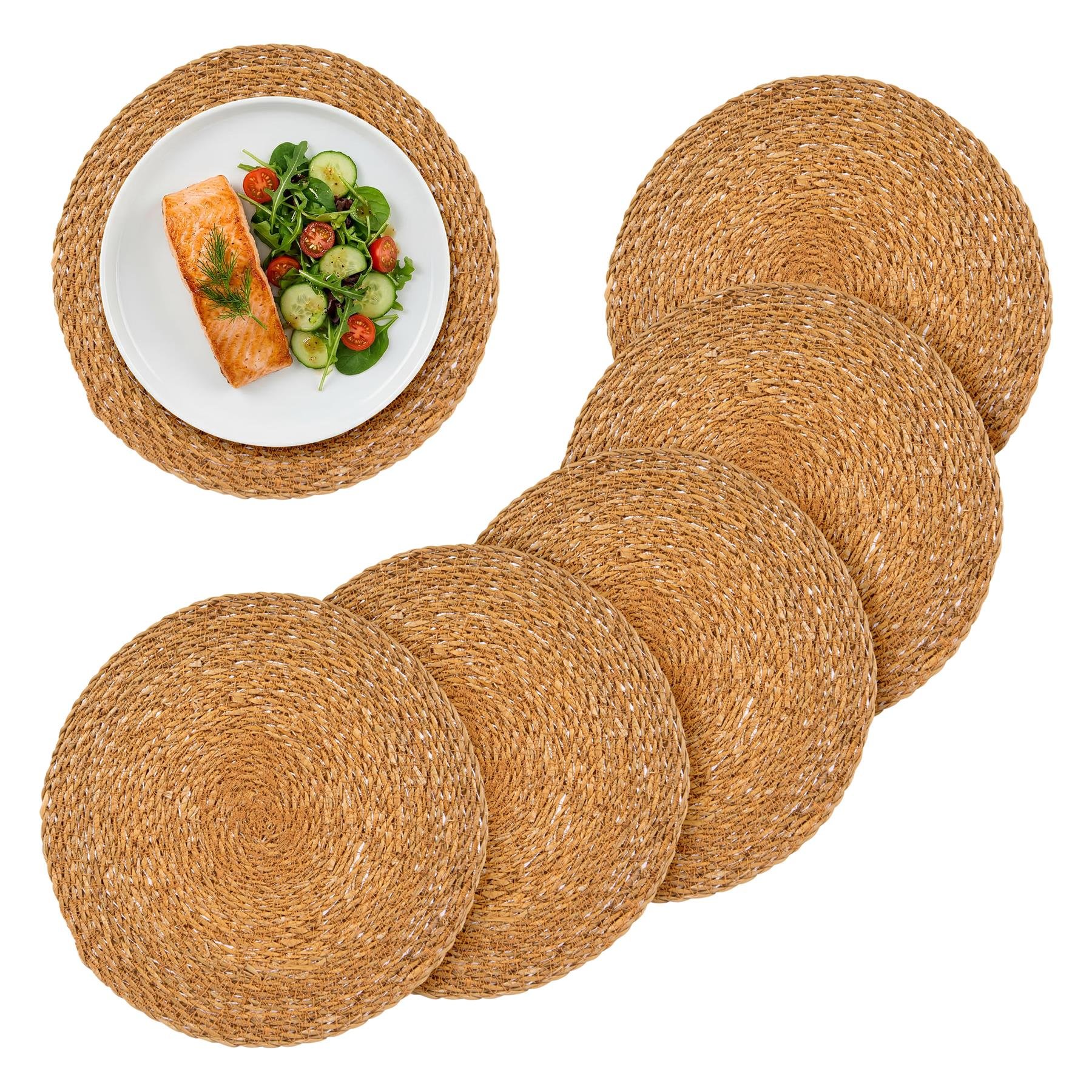 Argon Tableware Round Woven Typha Placemats - Pack of 6