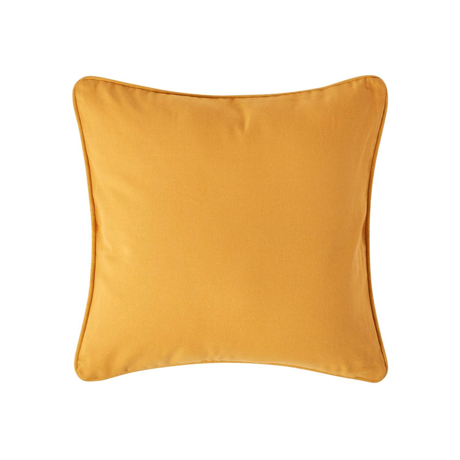 Homescapes Mustard Yellow Cotton Plain Cushion Cover - 30 x 30 cm
