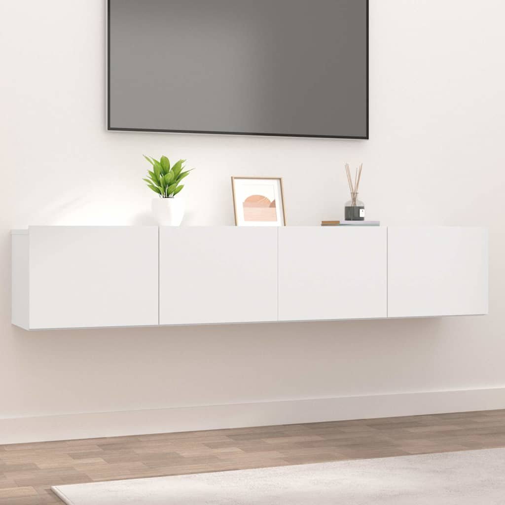 Walplus 2 Piece Engineered Wood TV Cabinet Set - White - 102 x 35 x 35 cm