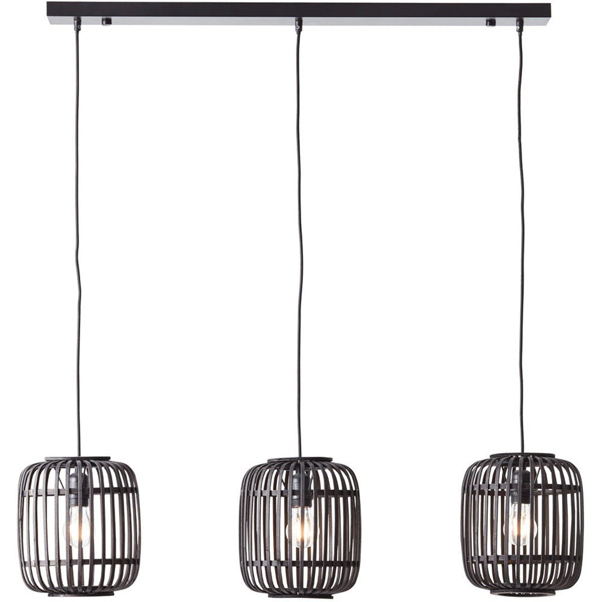 Loops Direct Bamboo Ceiling Bar Pendant Light - Dark Bamboo and Matt Black
