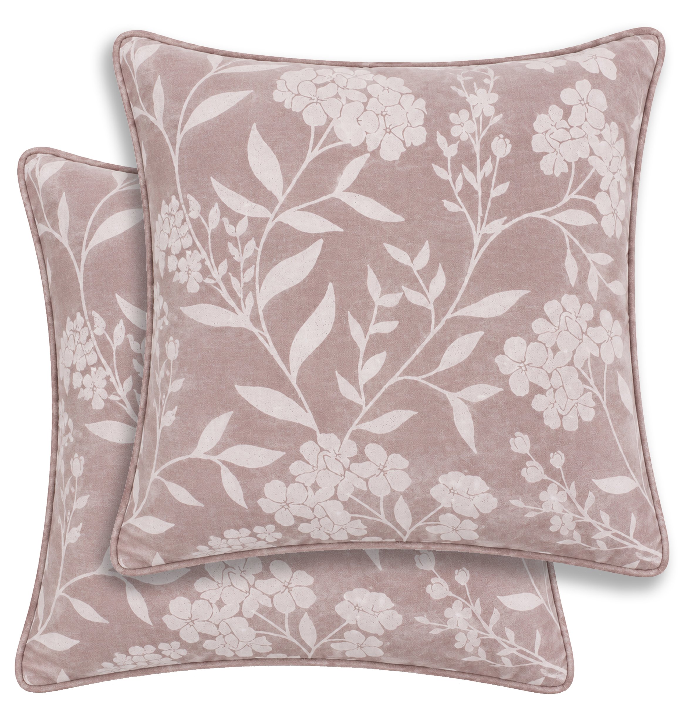 Enhanced Living Cuba Floral Pair of Pink Cushion Covers - 43x43cm - Cases Only