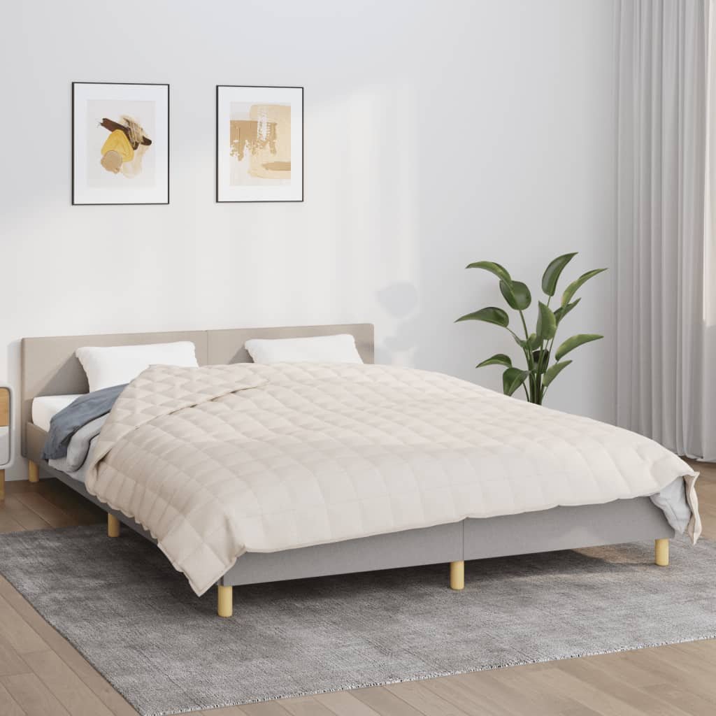 Walplus 13 kg Cotton Weighted Blanket - Light Cream - 200 x 220 cm
