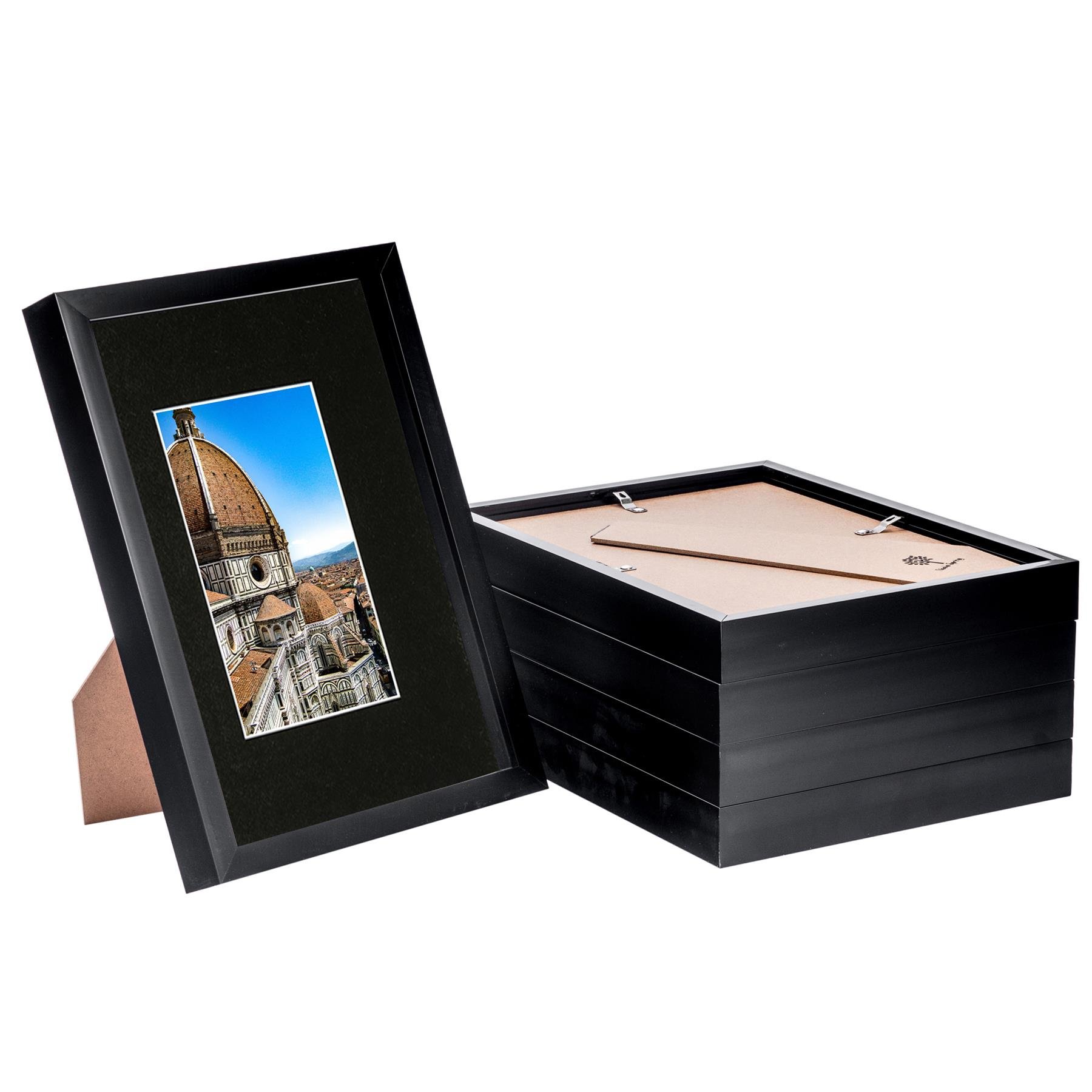 Nicola Spring 3D Shadow Box Frames - 8x12" with Mount - Black - Set of 5