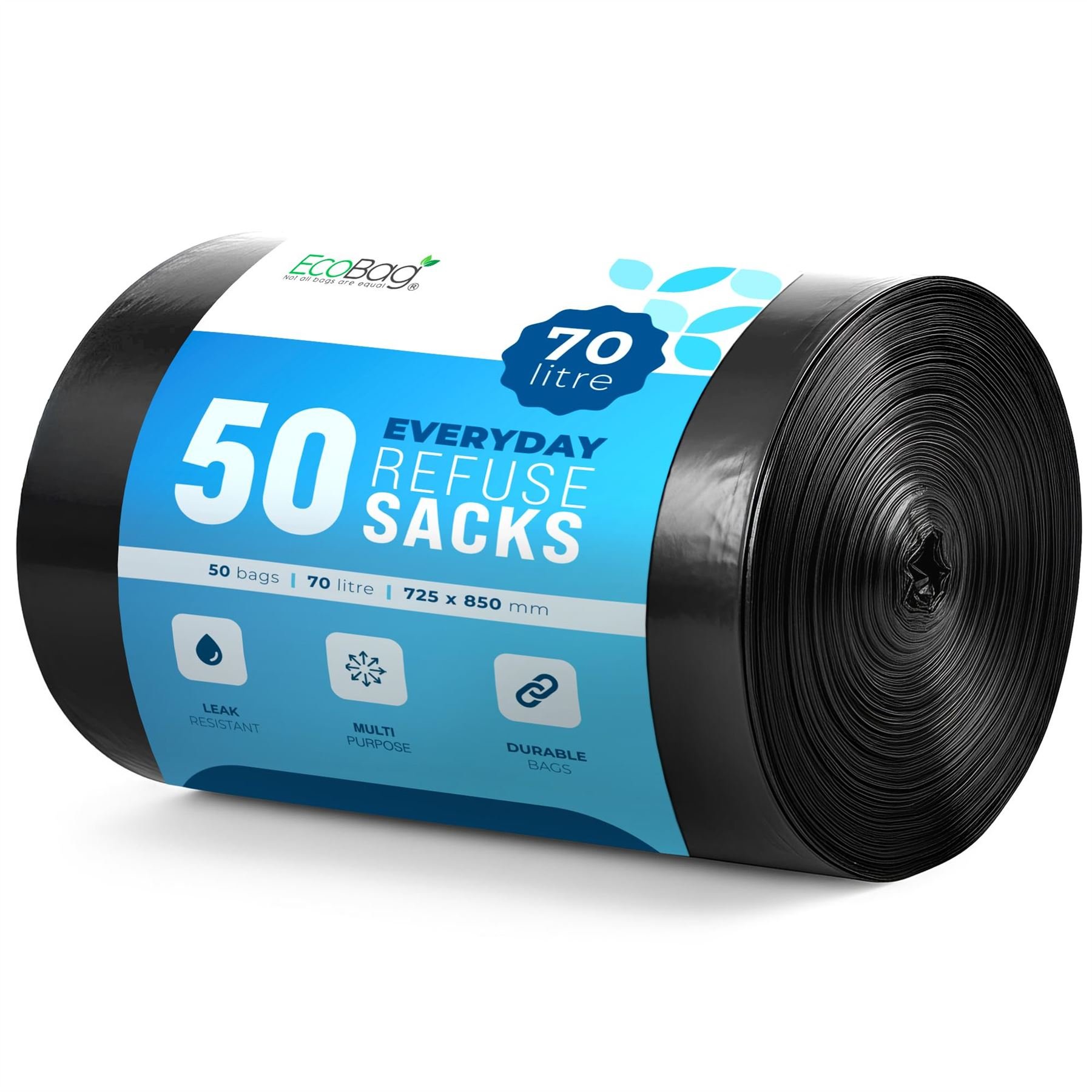 Merrimen Black 70L 30 Micron Everyday Bin Bags - Pack of 50