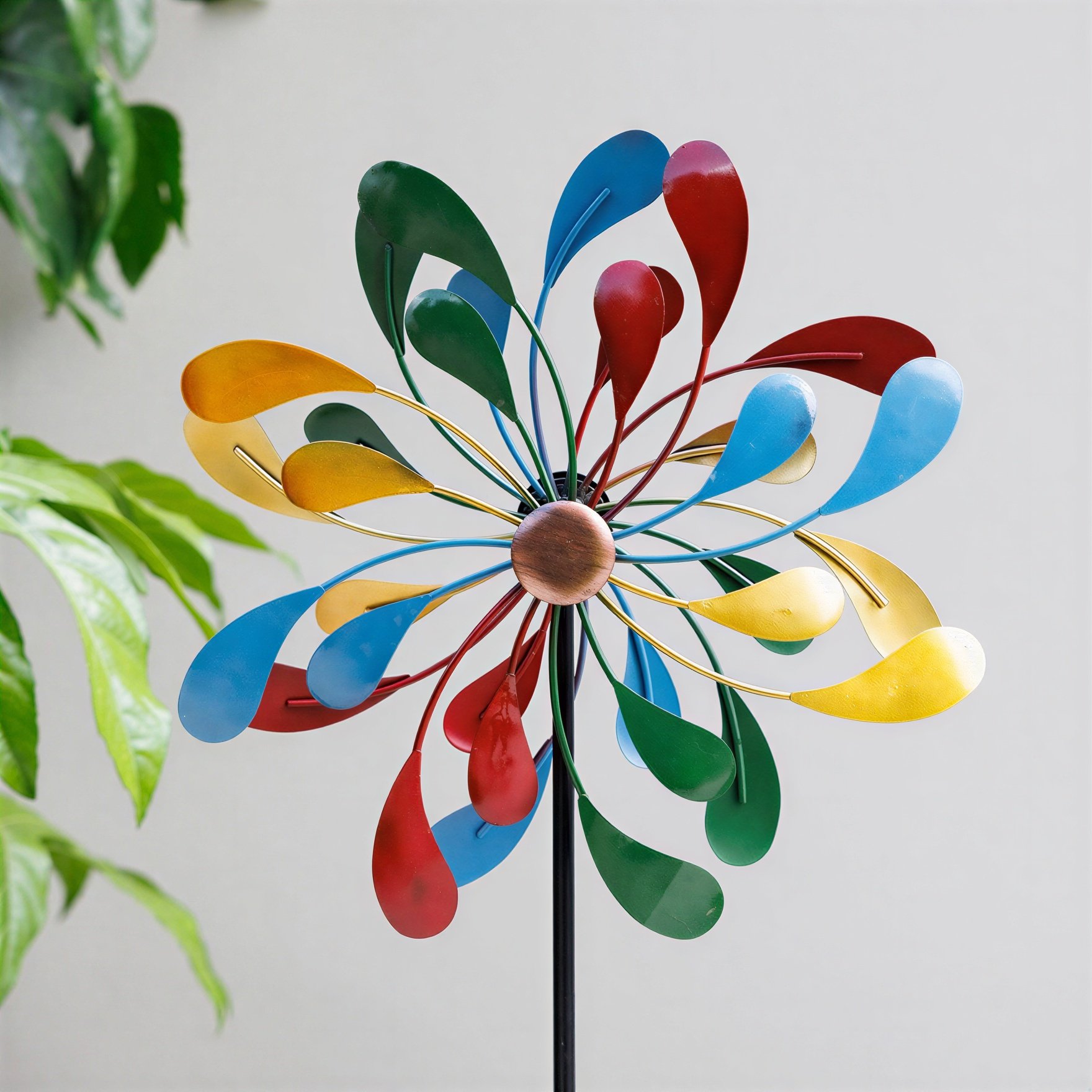 Primrose 38cm Metal Droplet Kinetic Wind Spinner Wheel - Multicoloured