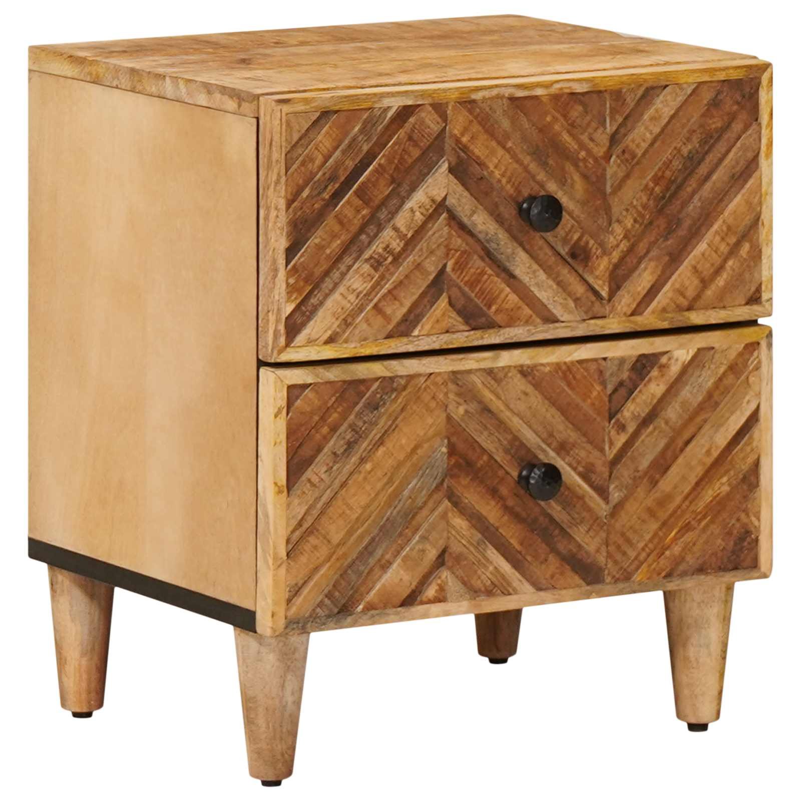 Walplus Solid Wood Bedside Unit - Brown - 40 x 33.5 x 46 cm