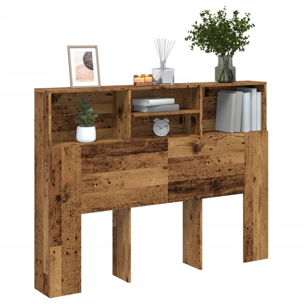Walplus Engineered Wood Headboard Cabinet - Dark Wood - 140 x 19 x 103.5 cm