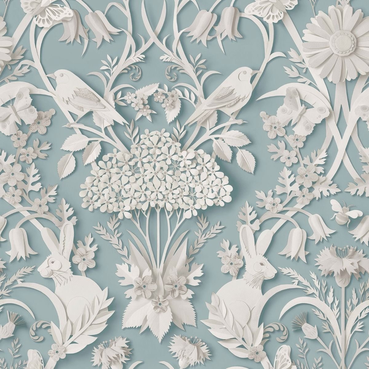Fine Decor 3D Woodland Wallpaper - Blue