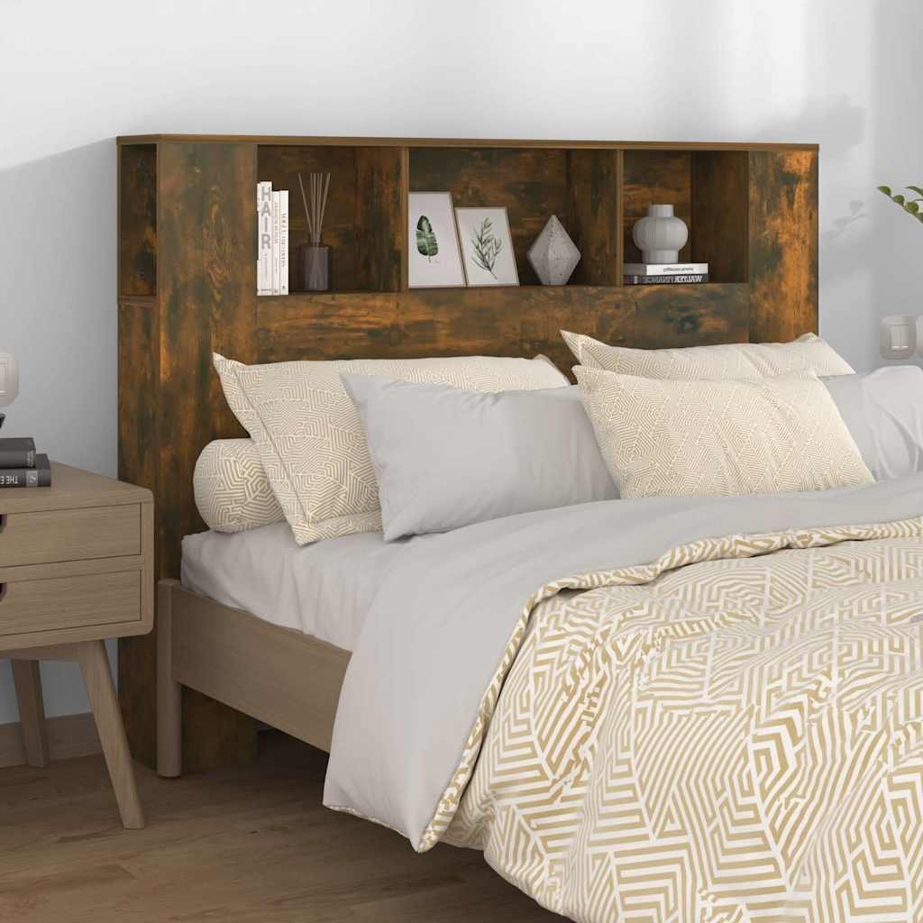 Walplus Engineered Wood Headboard Cabinet - Dark Oak - 140 x 18.5 x 104.5 cm