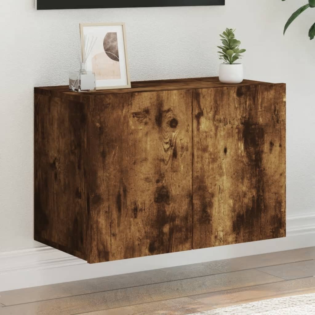 Walplus Wall Mounted Engineered Wood TV Cabinet - Dark Oak - 60 x 30 x 41 cm